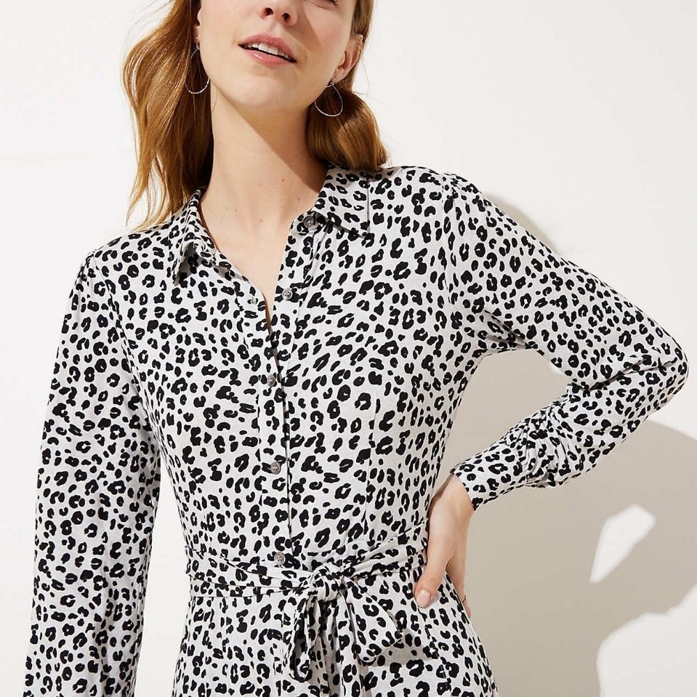 NWT Loft leopard print shirt dress